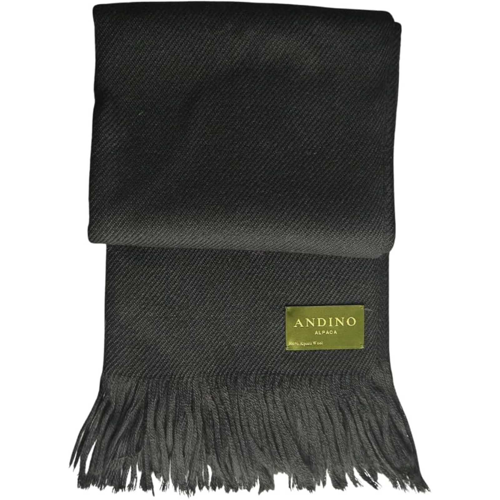 Black extra large long alpaca wool scarf drape over a model doll.