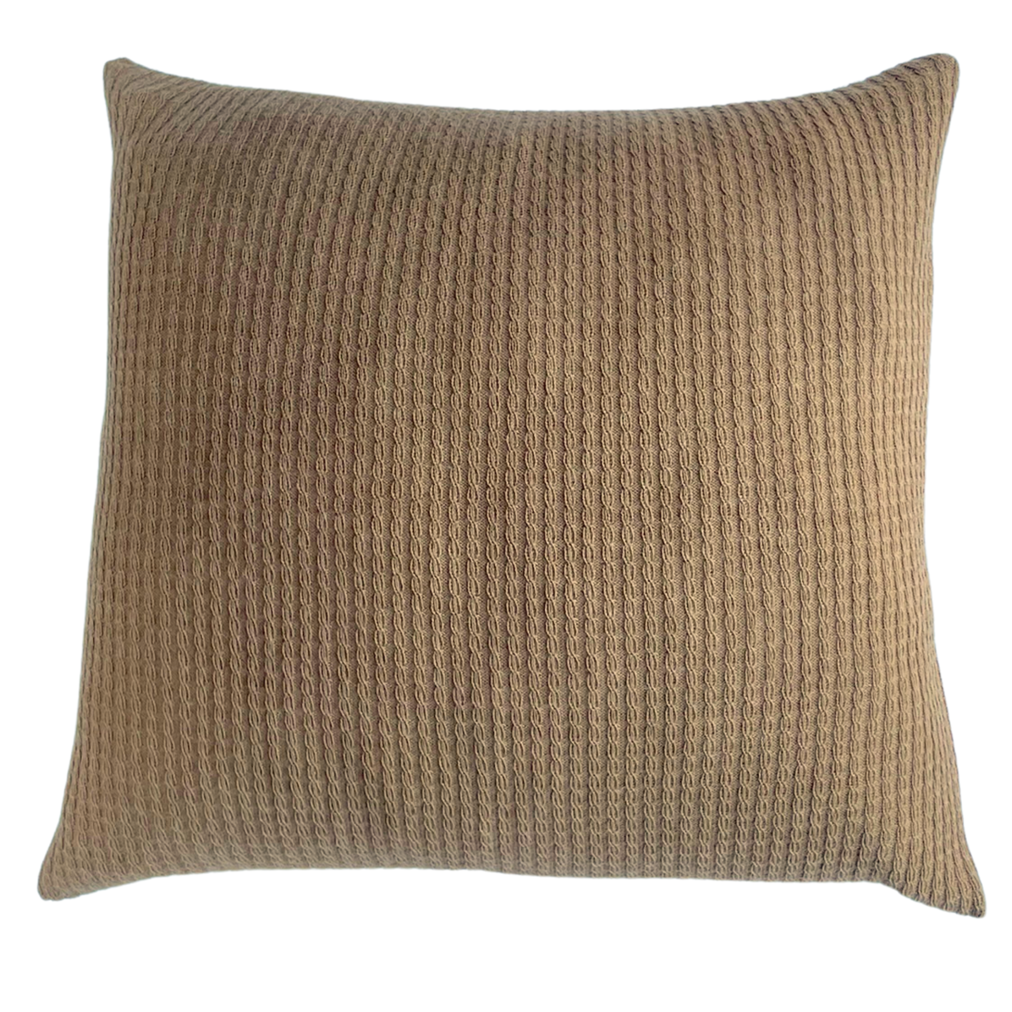 Brown alpaca wool cushion cover on a white background.