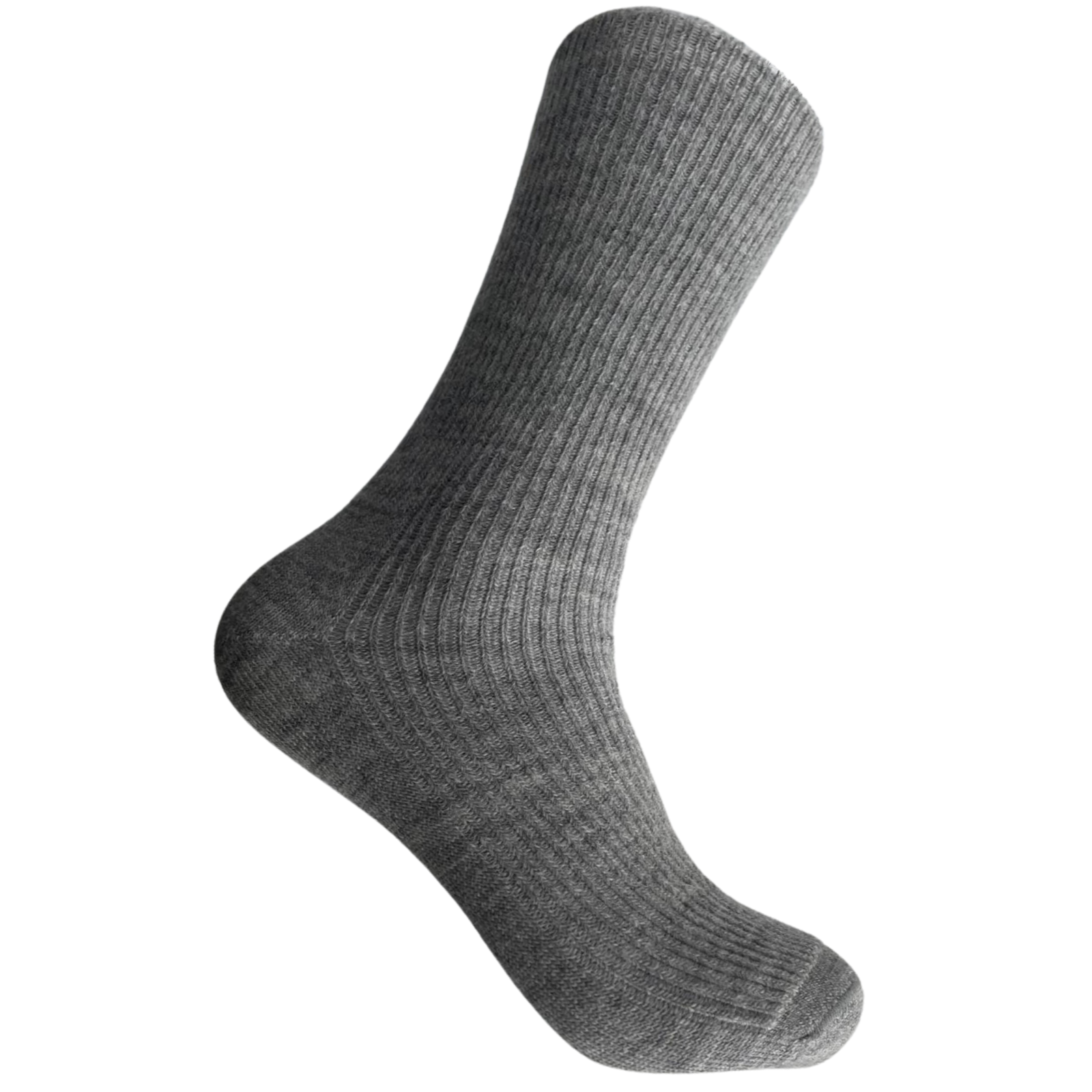 Half calf light grey alpaca socks for men on a white background.