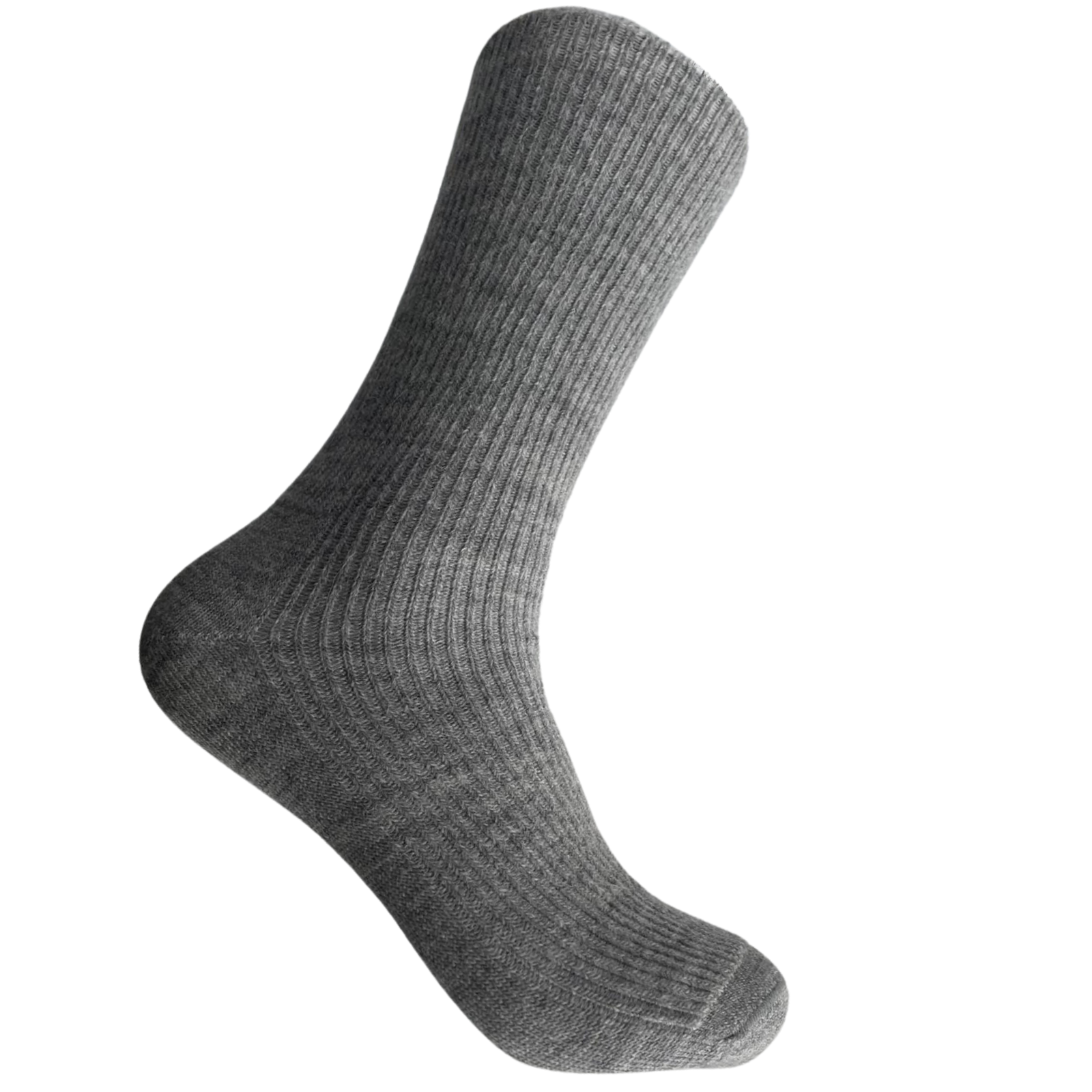 Mid calf light grey alpaca socks for men on a white background