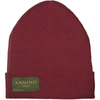 Mustard alpaca wool beanie hat from the side on a white background