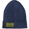 Navy blue alpaca wool beanie hat on a white background