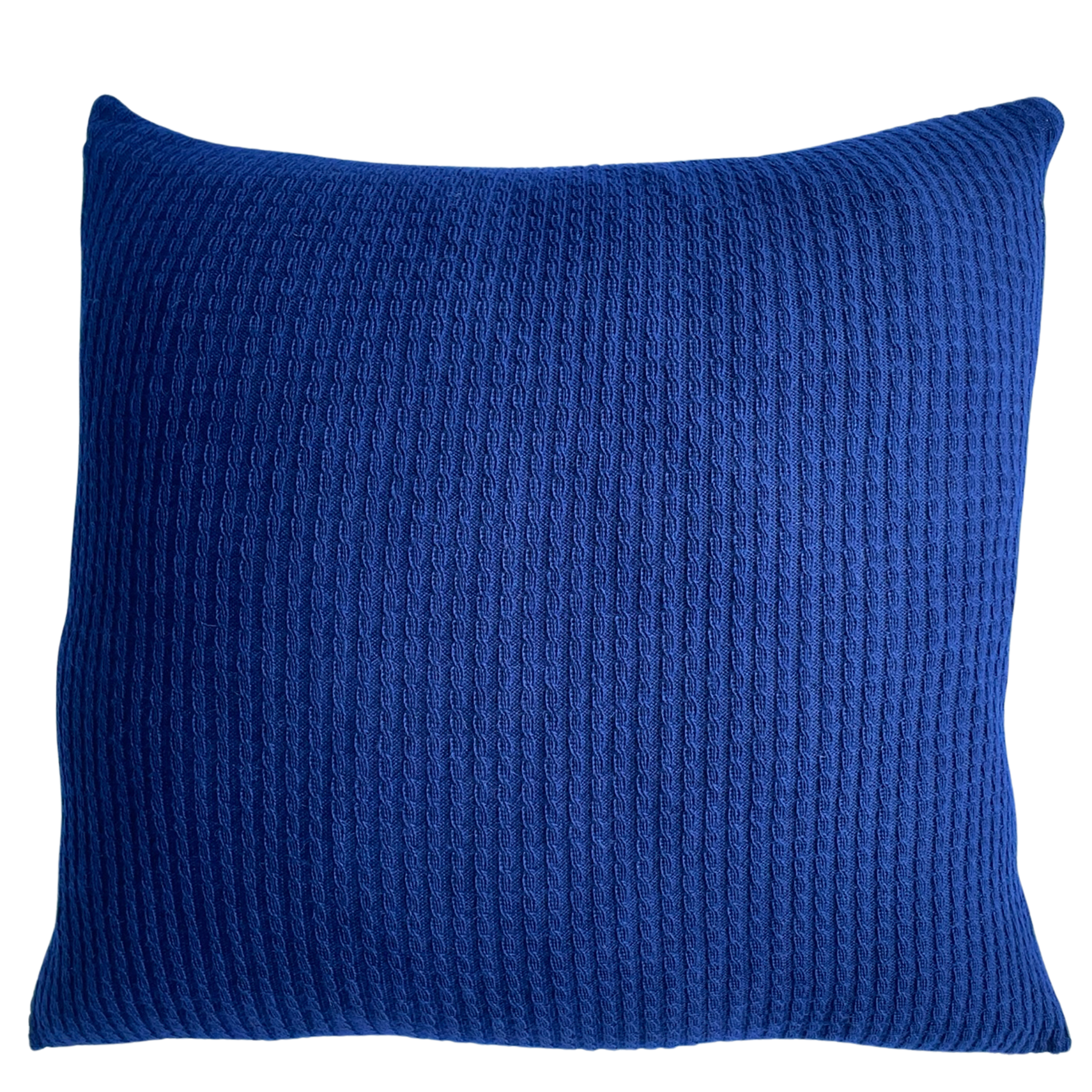 Navy blue alpaca wool cushion cover on a white background
