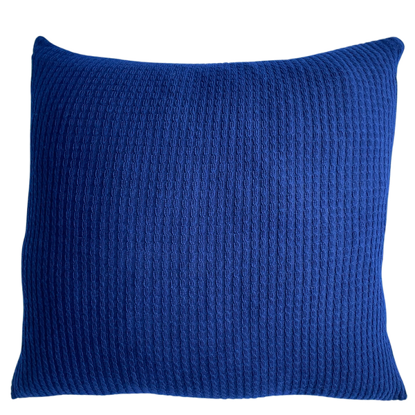Navy blue alpaca wool cushion cover on a white background