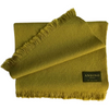 Olive green alpaca wool scarf large on white background with Andino Alpaca logo print.