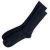 Pair of two black alpaca socks for men on a white background.