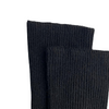 Pair of zoomed-in black alpaca socks on a white background.