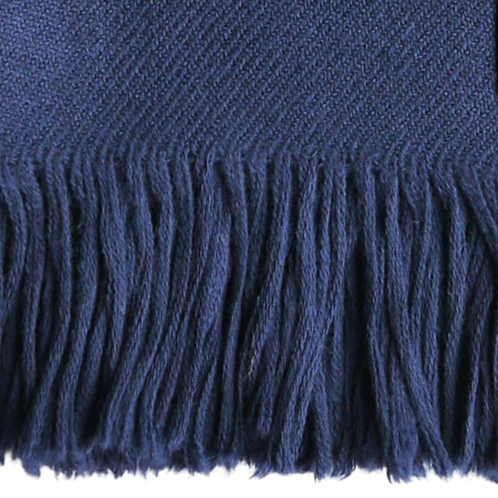 Royal blue Young woman wearing cream long extra large alpaca wool scarf shawl in
