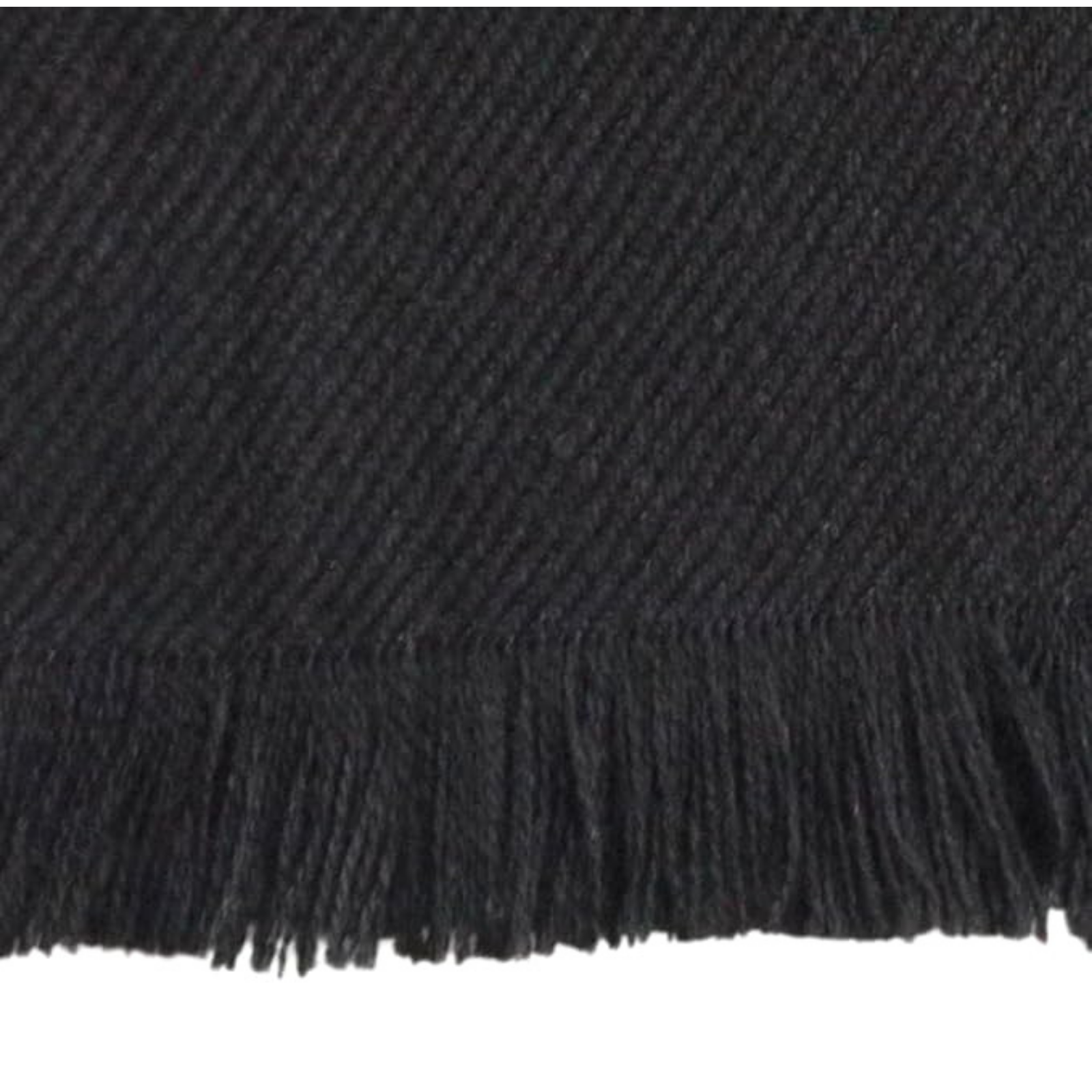 Zoomed in black large alpaca wool scarf of the knit work.