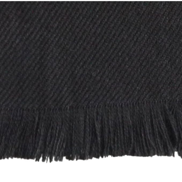 Zoomed in black large alpaca wool scarf of the knit work.