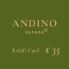 35 pounds Andino Alpaca e gift card for men and women alpaca clothing products.
