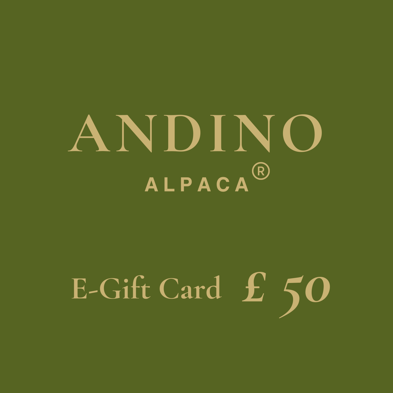 50 pounds Andino Alpaca e gift card for men and women alpaca clothing products.