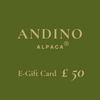 50 pounds Andino Alpaca e gift card for men and women alpaca clothing products.