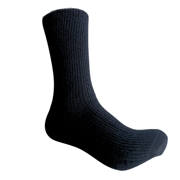 Half calf black alpaca socks for men on a white background.